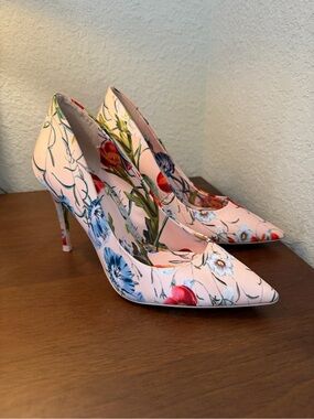 Aldo Pink Floral Pointed-Toe Stiletto Heels